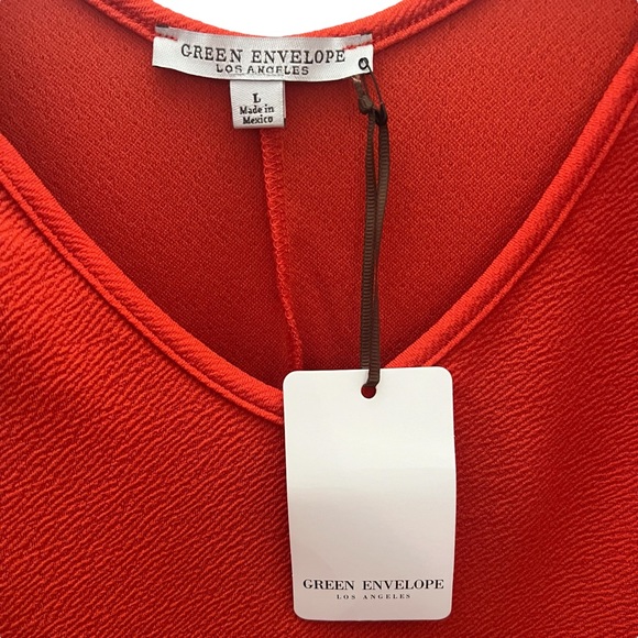 NWT Green Envelope Tie Shoulder Dress | Size Large - Picture 5 of 8